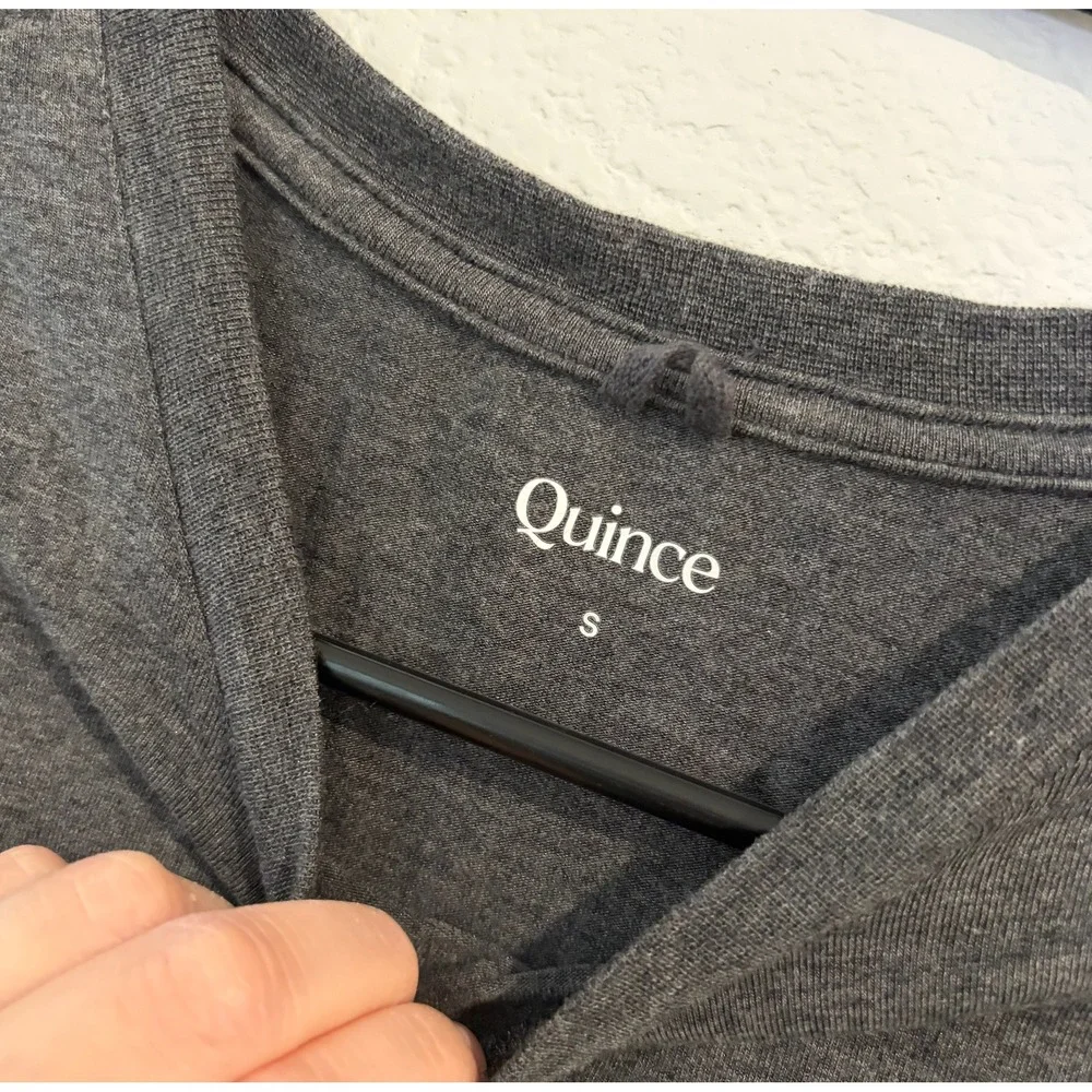 Quince Mens Cotton Modal Stretch Crewneck T-Shirt Heather Charcoal Gray SMALL